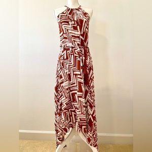 H&M Maroon and White Geometric Dress